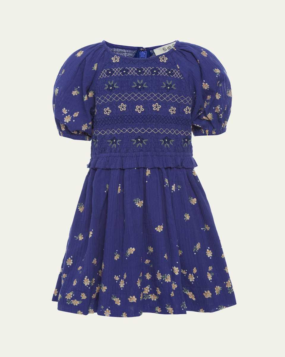 Girl's Elizabeth Floral-Embroidered Dress, Size 2-14